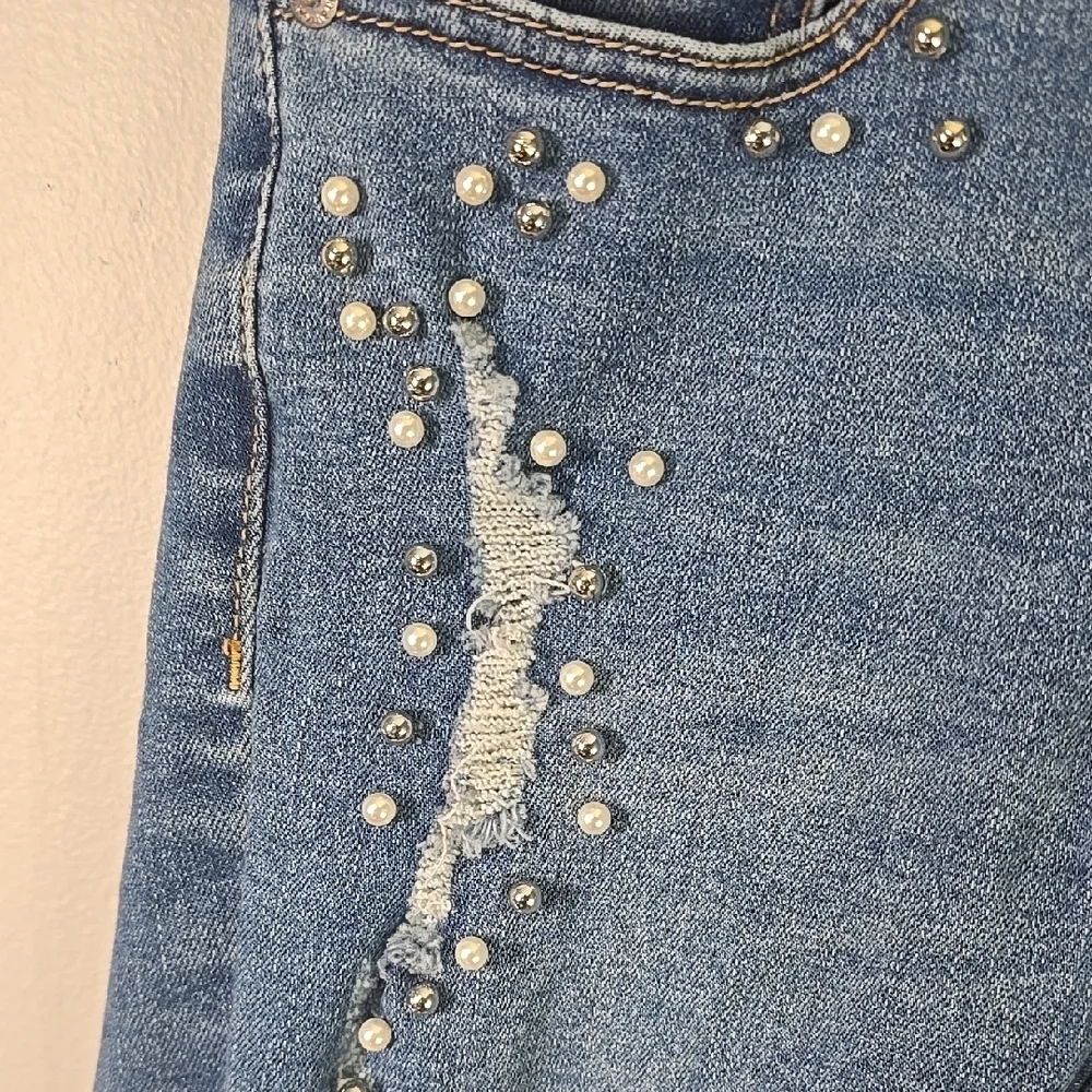 Buffalo David Bitton Jeans Womens Size 2 Blue Distressed Embellished Details - Picture 5 of 16